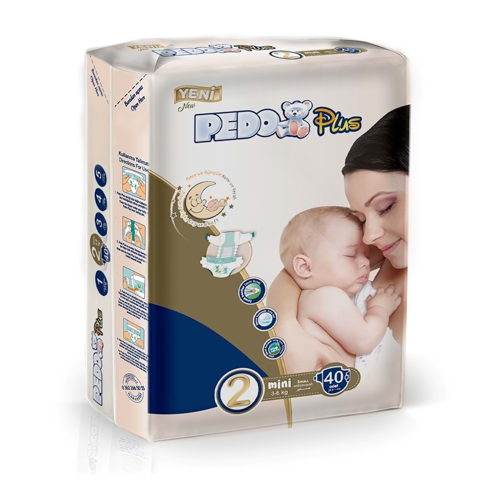 Pedo Plus Bebek Bezi 2 Beden 3-6 KG Mini 200 Adet Jumbo MeGa Pk