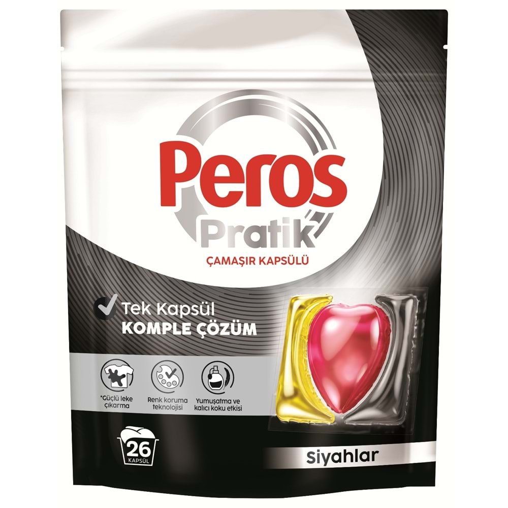 Peros Pratik Matik Çamaşır Deterjanı Kapsülü - Tableti 312 Adet Siyahlar (12PK*26)