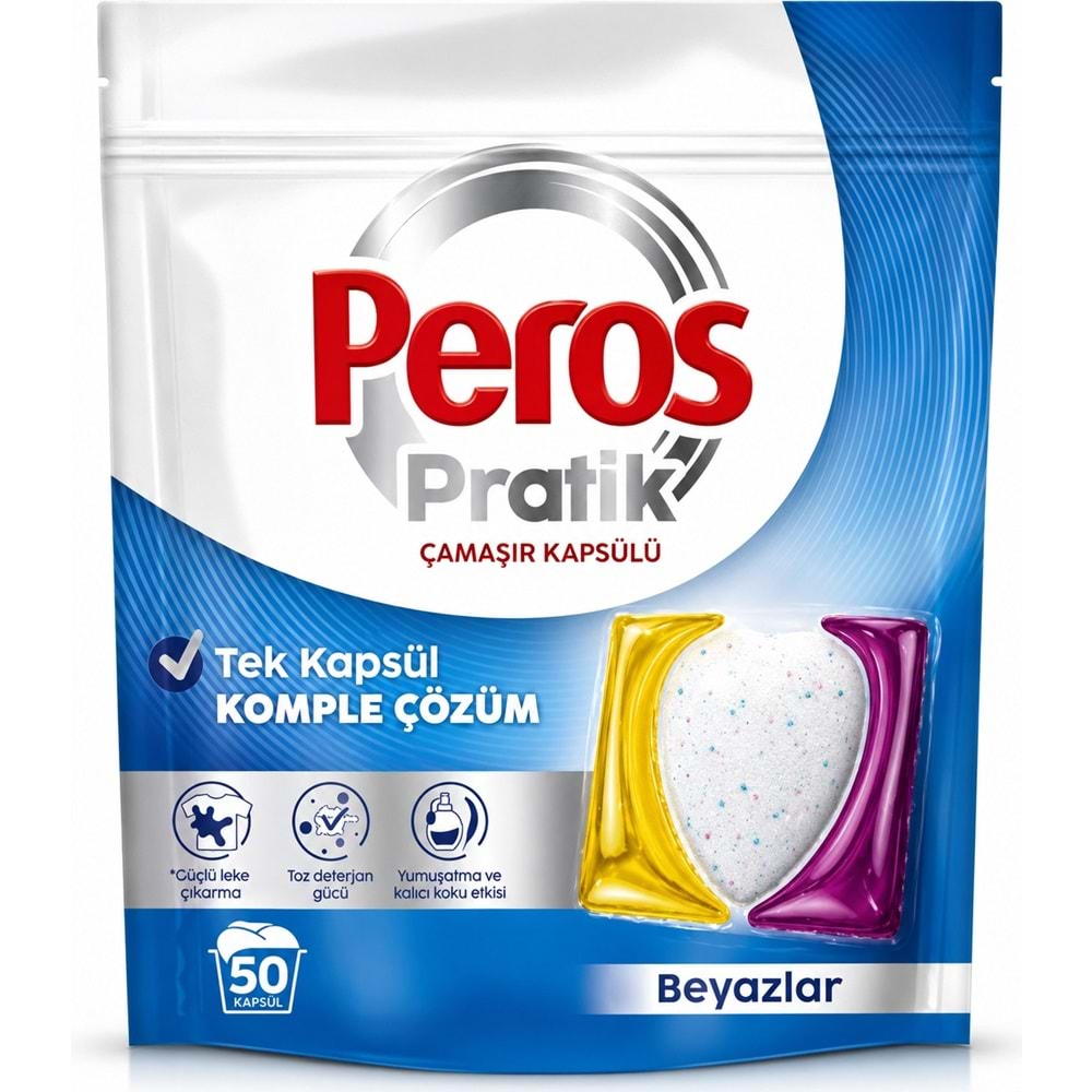 Peros Pratik Matik Çamaşır Deterjanı Kapsülü - Tableti 300 Adet Beyazlar - Siyahlar (Avantaj Pk)
