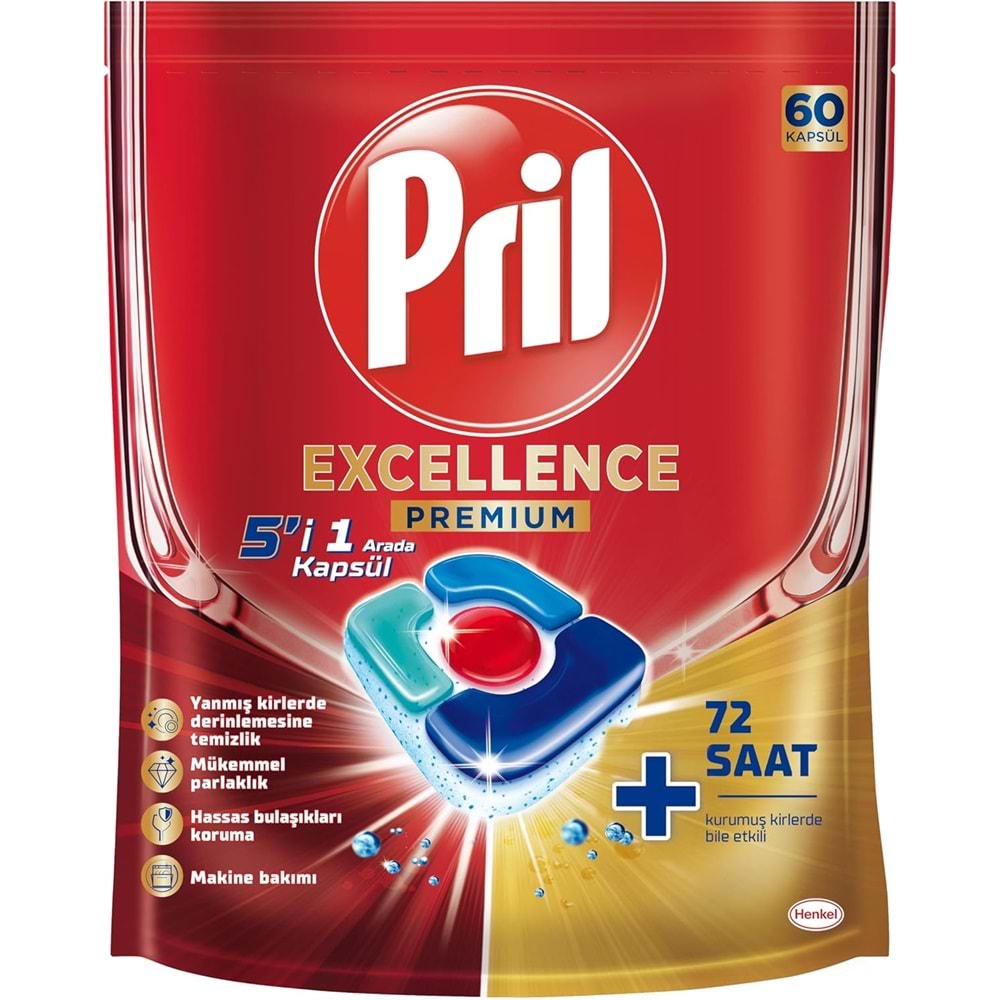 Pril Bulaşık Makinesi Deterjanı Kapsül Tablet Excellence Premium 5 i 1 Arada 240 Adet (4PK*60)