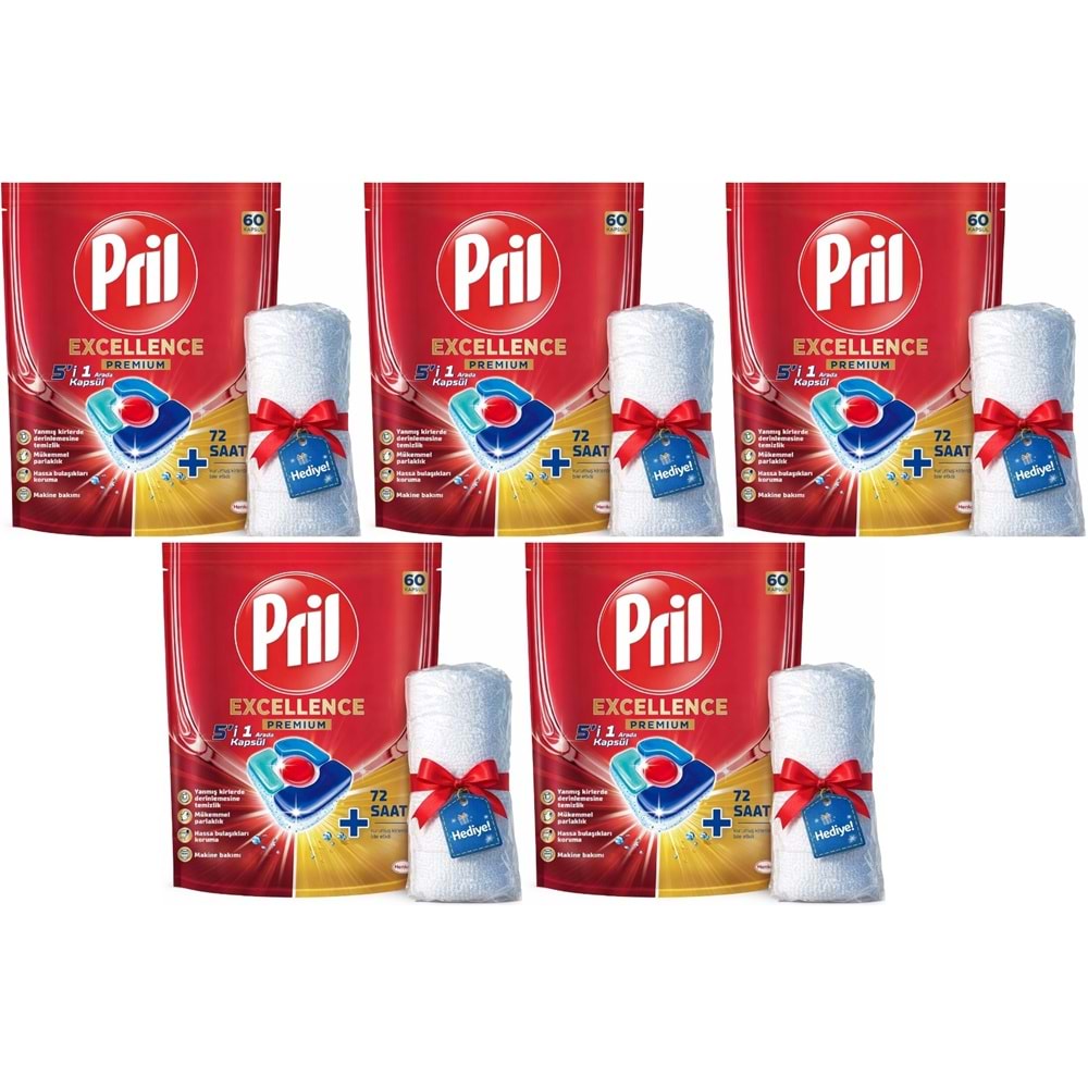 Pril Bulaşık Makinesi Deterjanı Kapsül Tablet Excellence Premium 5 i 1 Arada 300 Adet (5PK*60)