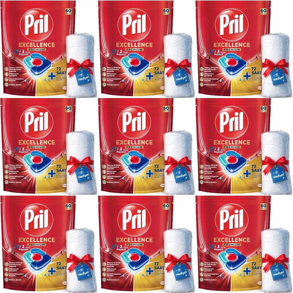 Pril Bulaşık Makinesi Deterjanı Kapsül Tablet Excellence Premium 5 i 1 Arada 540 Adet (9PK*60)