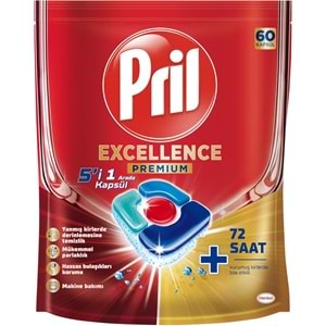 Pril Bulaşık Makinesi Deterjanı Kapsül Tablet Excellence Premium 5 i 1 Arada 720 Adet (12PK*60)