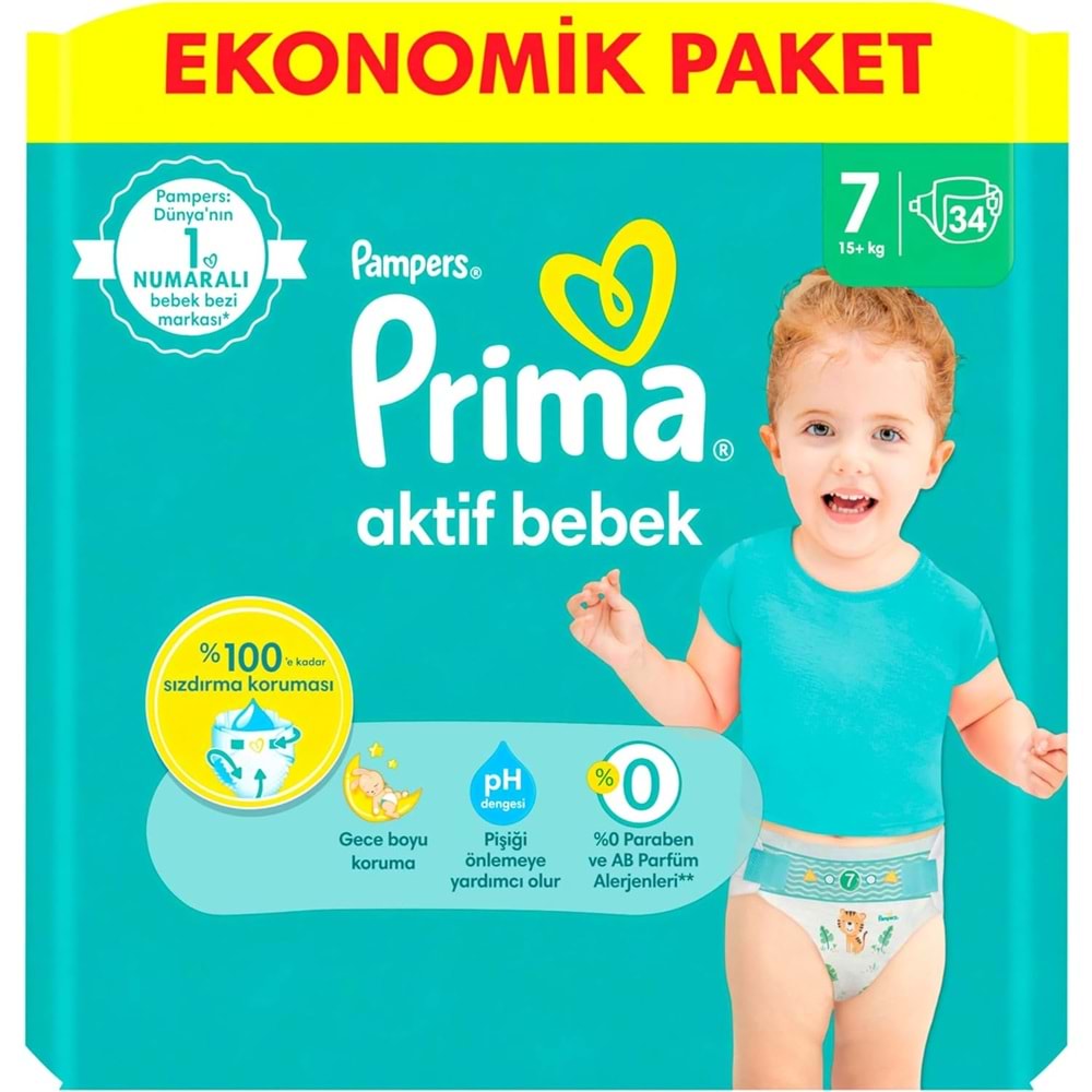 Prima Bebek Bezi Beden:7 (15+Kg) XX Large 68 Adet Süper Ekonomik Pk