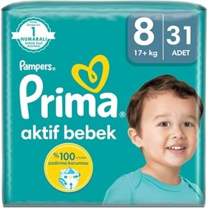 Prima Bebek Bezi Beden:8 (17+Kg) XXX Large 186 Adet Süper Ekonomik Mega Pk