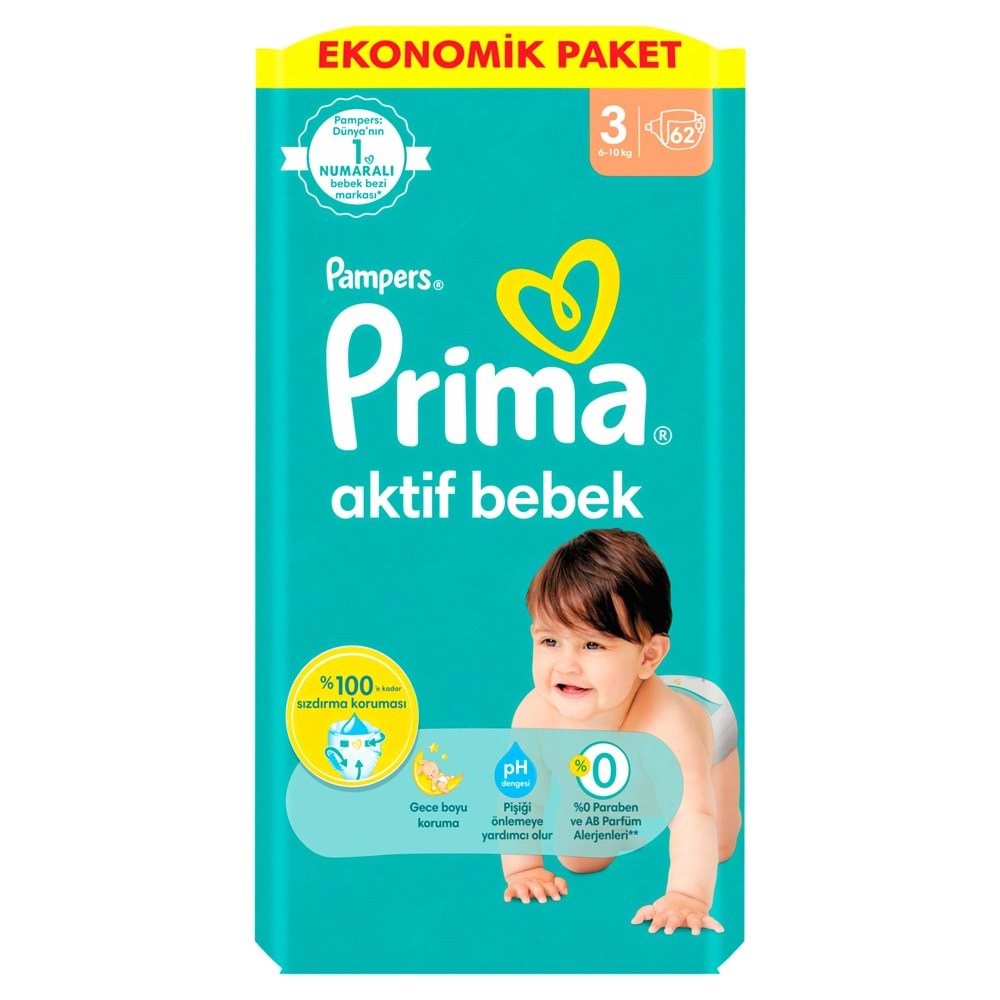 Prima Bebek Bezi Beden:3 (6-10Kg) Midi 496 Adet Ultra Ekonomik Fırsat Pk