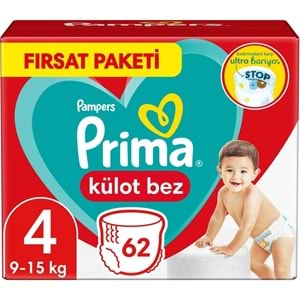 Prima Külot Bebek Bezi 4 Beden 9-15 KG Maxi 372 Adet Ekstra Fırsat Pk
