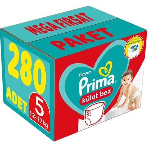 Prima Külot Bebek Bezi 5 Beden 12-17 KG Junior 280 Adet MeGa Fırsat Pk