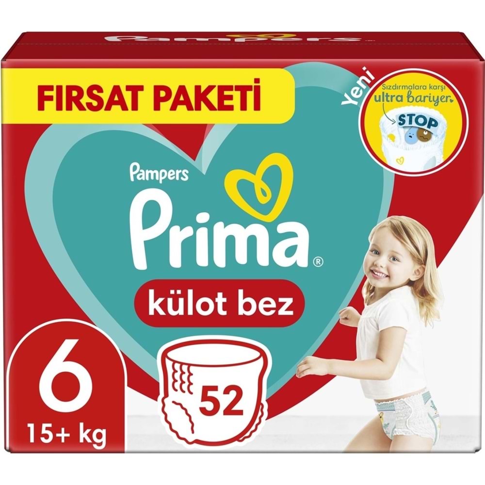 Prima Külot Bebek Bezi 6 Beden 15+ KG Extra Large 156 Adet Aylık Fırsat Pk