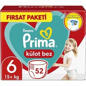 Prima Külot Bebek Bezi 6 Beden 15+ KG Extra Large 156 Adet Aylık Fırsat Pk