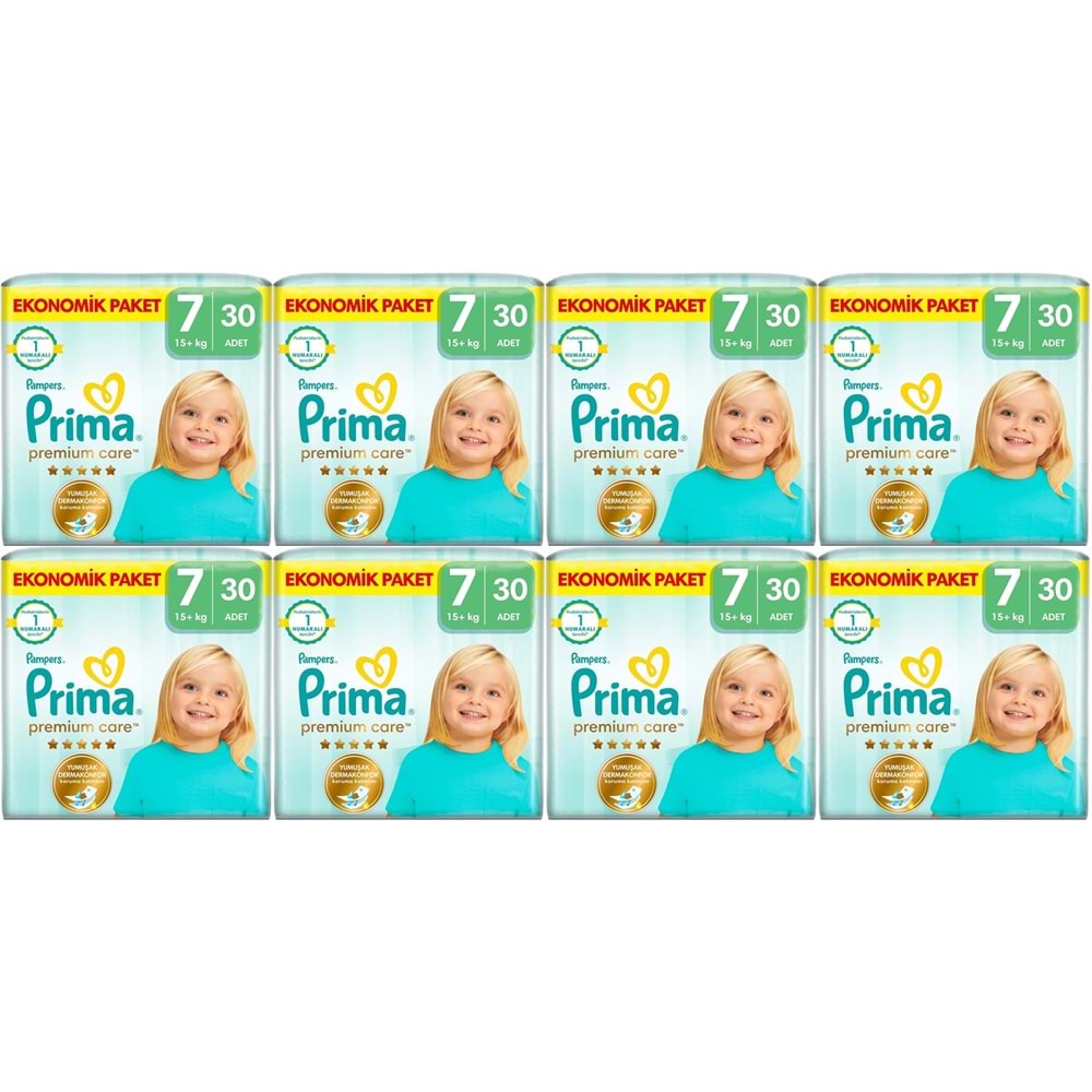 Prima Premium Care Bebek Bezi Beden:7 (15+KG) XXX Large 240 Adet Ultra Ekonomik Fırsat Pk