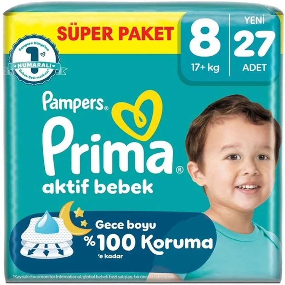 Prima Bebek Bezi 8 Beden 17+ KG XXX Large 54 Adet Süper Ekonomik Pk