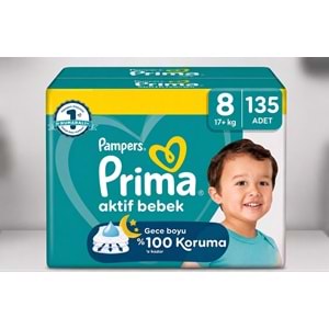 Prima Bebek Bezi 8 Beden 17+ KG XXX Large 135 Adet Süper Mega Pk