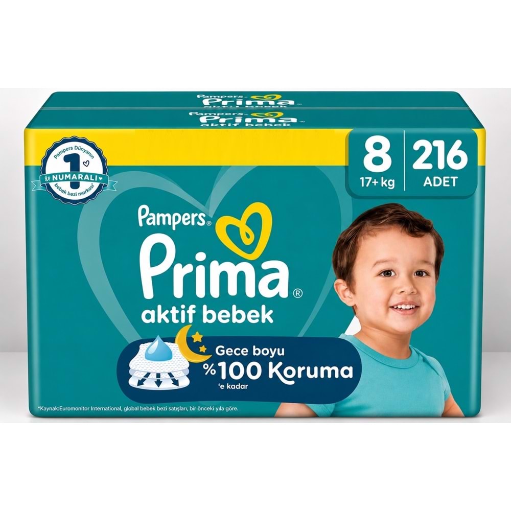 Prima Bebek Bezi 8 Beden 17+ KG XXX Large 216 Adet Süper Ultra Pk