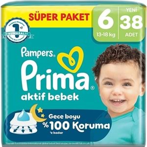 Prima Aktif Bebek Bebek Bezi 6 Beden 13-18 KG Extra Large 190 Adet Süper Mega Pk