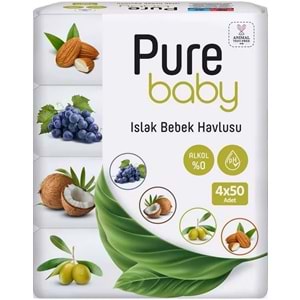 Pure Baby Wipes Islak Havlu Mendil 50 Yaprak 12 Li Set (600 Yaprak) (Meyveli)