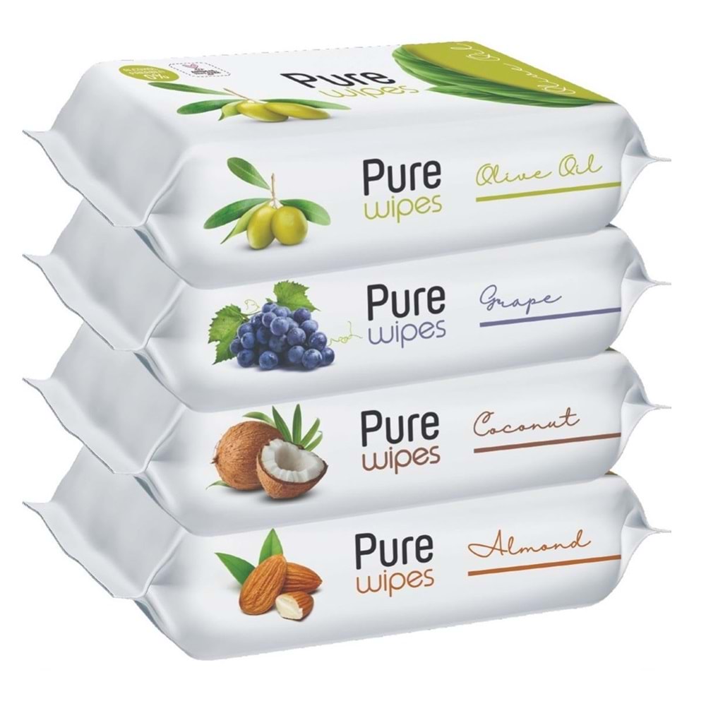 Pure Baby Wipes Islak Havlu Mendil 50 Yaprak 24 Lü Set (1200 Yaprak) (Meyveli)