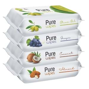 Pure Baby Wipes Islak Havlu Mendil 50 Yaprak 24 Lü Set (1200 Yaprak) (Meyveli)
