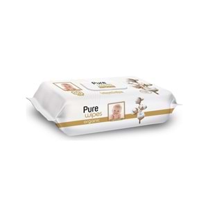 Pure Baby Islak Havlu Mendil 90 Yaprak Yenidoğan Organic Pamuklu (2 Li Set) 180 Yaprak Plst Kapak
