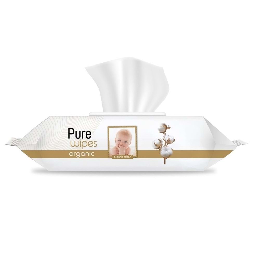 Pure Baby Islak Havlu Mendil 90 Yaprak Yenidoğan Organic Pamuklu (12 Li Set) 1080 Yaprak Plstk Kapak