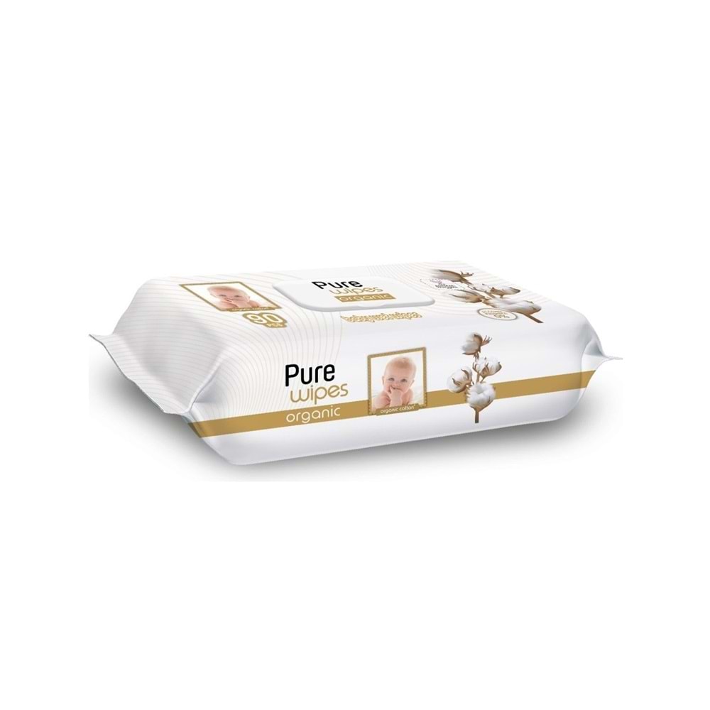 Pure Baby Islak Havlu Mendil 90 Yaprak Yenidoğan Organic Pamuklu (12 Li Set) 1080 Yaprak Plstk Kapak