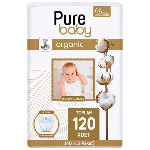 Pure Baby Bebek Bezi 5 Beden 11-20 KG Junior 120 Adet Aylık Fırsat Pk