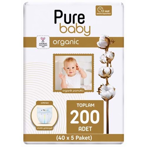 Pure Baby Bebek Bezi 5 Beden 11-20 KG Junior 200 Adet Mega Fırsat Pk
