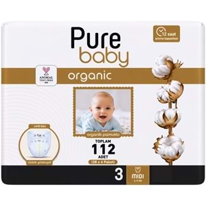 Pure Baby Bebek Bezi 3 Beden 4-10 KG Midi 112 Adet Avantaj Fırsat Pk
