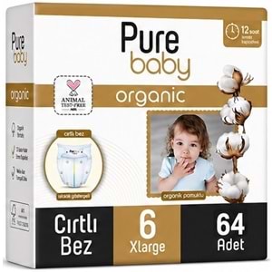 Pure Baby Organik Bebek Bezi 6 Beden 15-27 KG Extra Large 64 Adet Avantaj Fırsat Pk