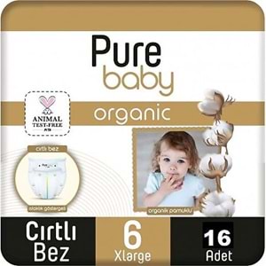 Pure Baby Organik Bebek Bezi 6 Beden 15-27 KG Extra Large 80 Adet Mega Fırsat Pk