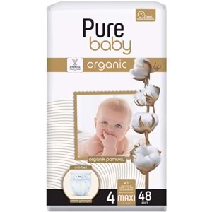 Pure Baby Organik Bebek Bezi 4 Beden 7-16 KG Maxi 144 Adet Aylık Fırsat Pk