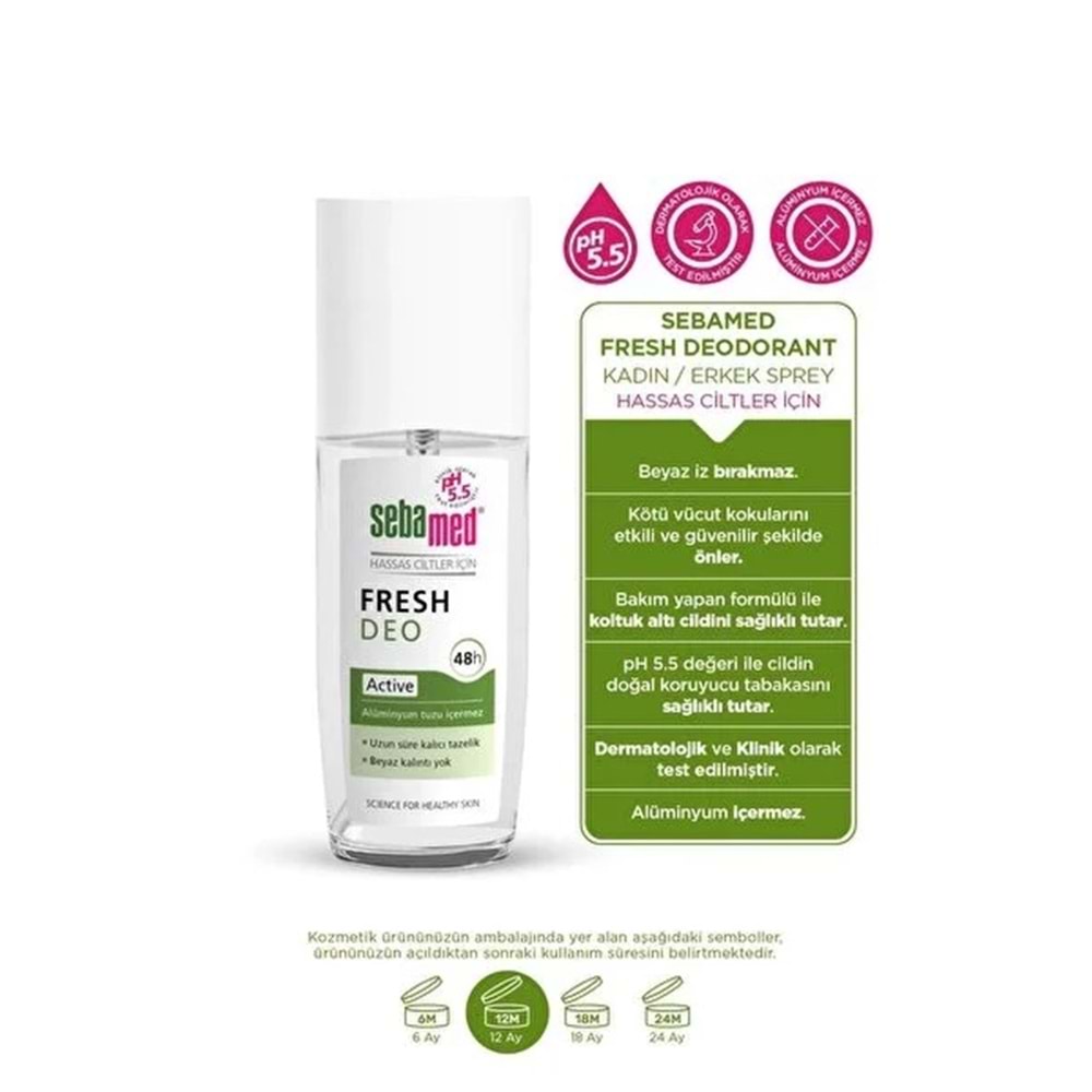 Sebamed Deodorant Sprey 75 ML Fresh Active (2 Li Set)