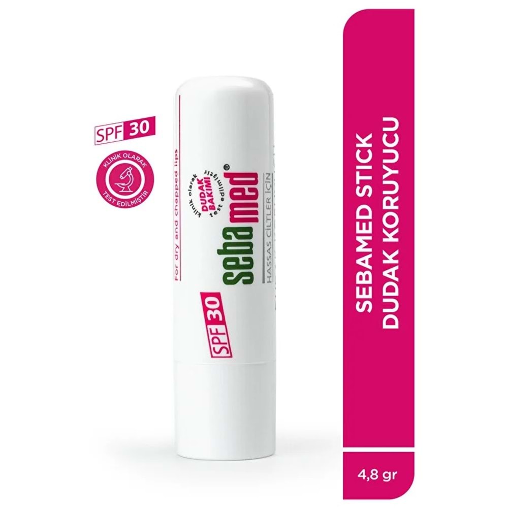 Sebamed Dudak Koruyucu Bakım Kremi Stick 30 SPF 4.8GR (Çatlamış ve Hassas Nemlendiricili) (4 Lü Set)
