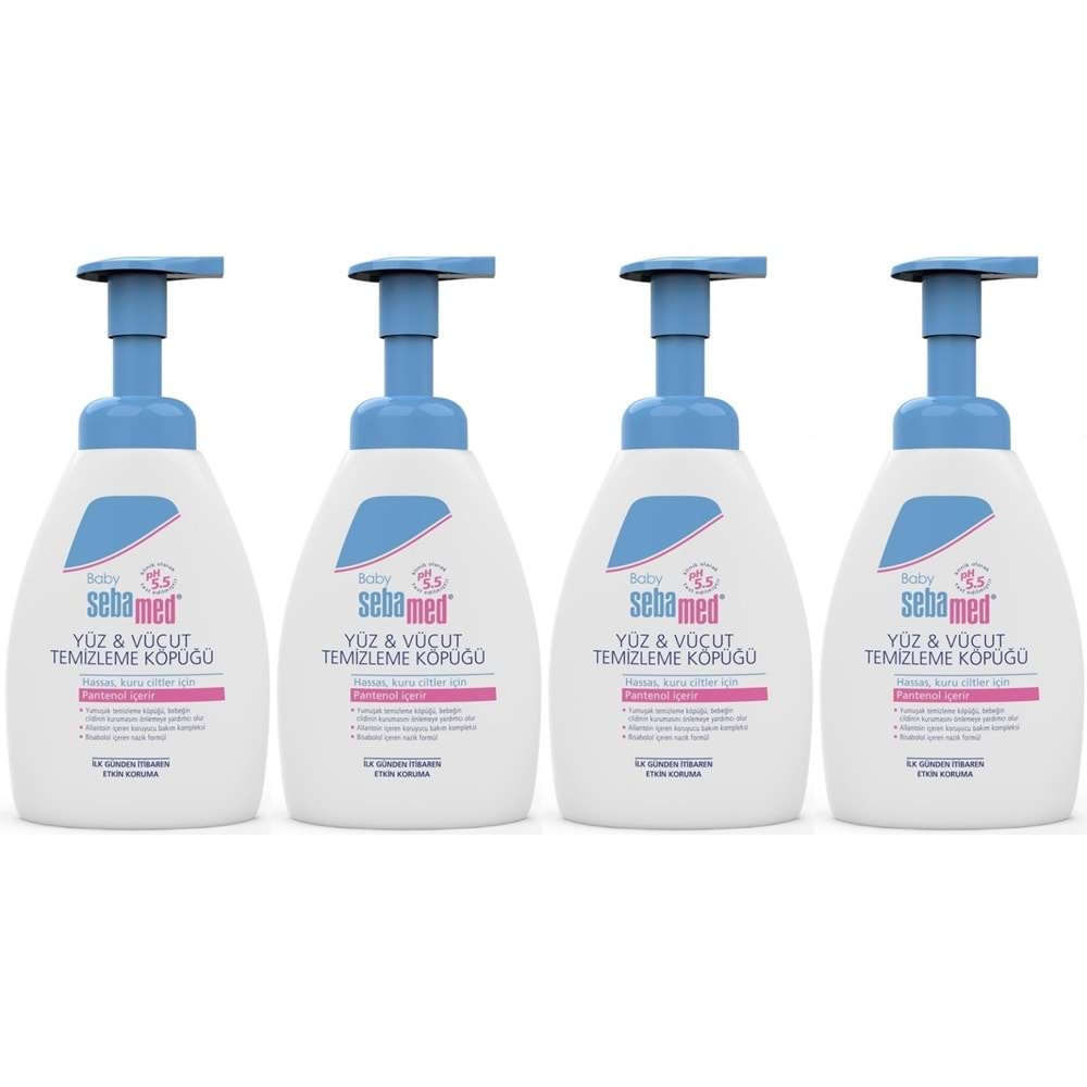 Sebamed Bebek Şampuanı Yüz ve Vücut Köpüğü 400ML (pH 5.5 Yenidoğan Hassas Cilt) (4 Lü Set)