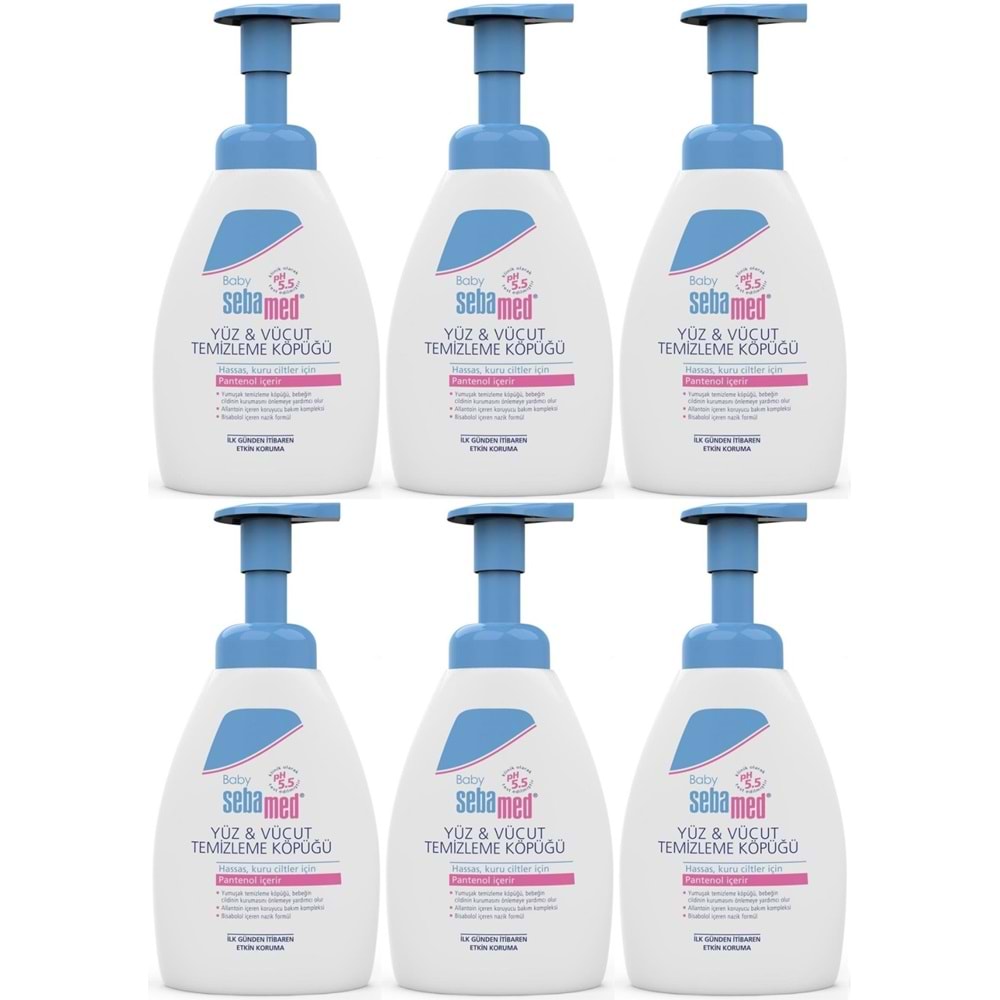 Sebamed Bebek Şampuanı Yüz ve Vücut Köpüğü 400ML (pH 5.5 Yenidoğan Hassas Cilt) (6 Lı Set)