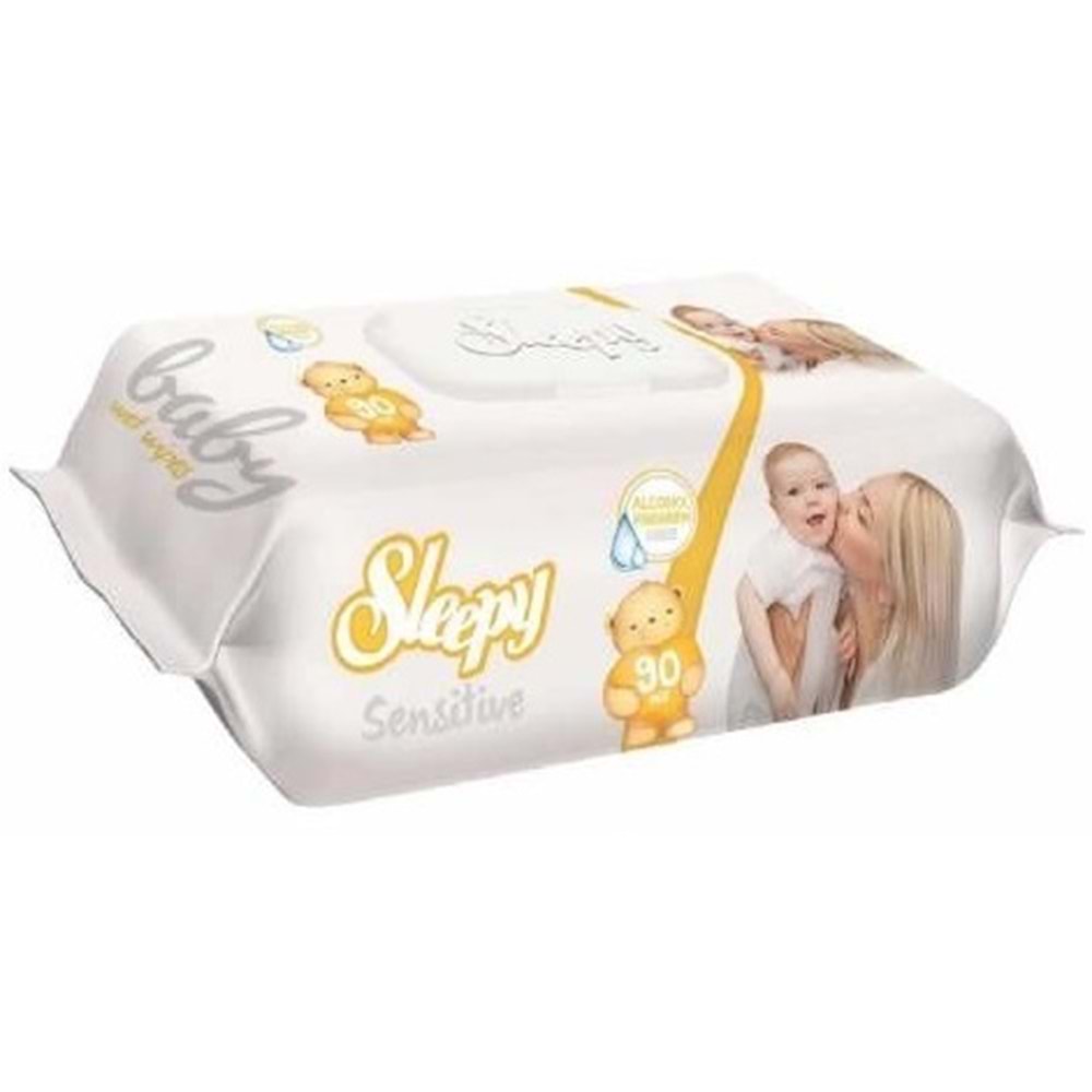 Sleepy Islak Havlu Mendil 90 Yaprak Sensitive 12 Li Set Plastik Kapaklı