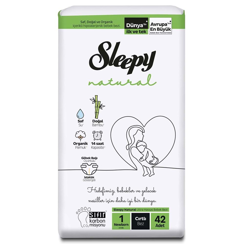 Sleepy Bebek Bezi Natural Beden:1 (2-5KG) Yeni Doğan Newborn 168 Adet Jumbo Pk (4PK*42)