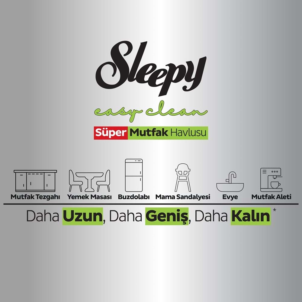 Sleepy Easy Clean Yüzey Temizlik Mutfak Havlusu -Mendili 50 Yaprak Bergomot Yağlı (4Lü Set) 200Yprk