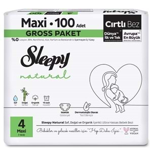Sleepy Bebek Bezi Natural Beden:4 (7-14KG) Maxi 300 Adet Aylık Ultra Pk