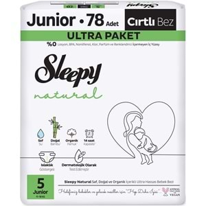 Sleepy Bebek Bezi Natural Beden:5 (11-18KG) Junior 234 Adet Aylık Ultra Pk