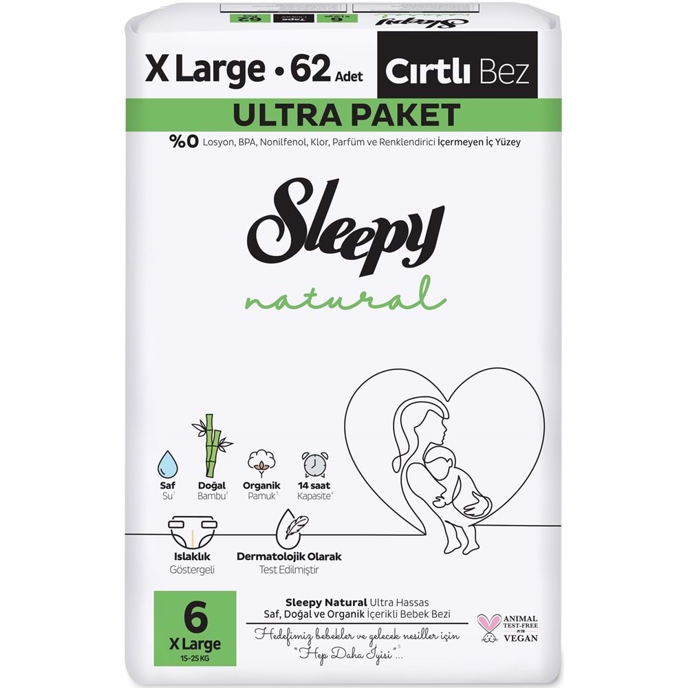 Sleepy Bebek Bezi Natural Beden:6 (15-25KG) Extra Large 124 Adet Ekonomik Ultra Pk