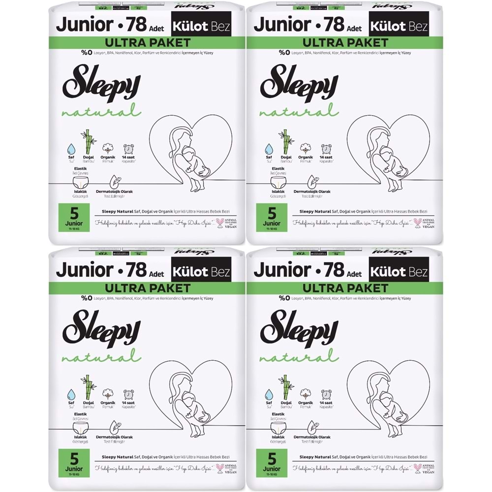 Sleepy Külot Bebek Bezi Natural Beden:5 (11-18KG) Junior 312 Adet Avantaj Ultra Pk
