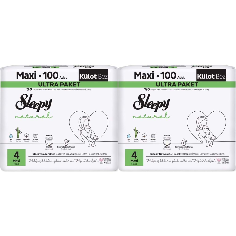 Sleepy Külot Bebek Bezi Natural Beden:4 (7-14KG) Maxi 200 Adet Süper Ekonomik Gross Pk