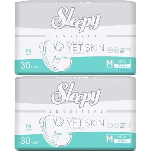 Sleepy Yetişkin Hasta Bezi Bel Bantlı M - Orta - Medium 60 Adet (2PK*30)