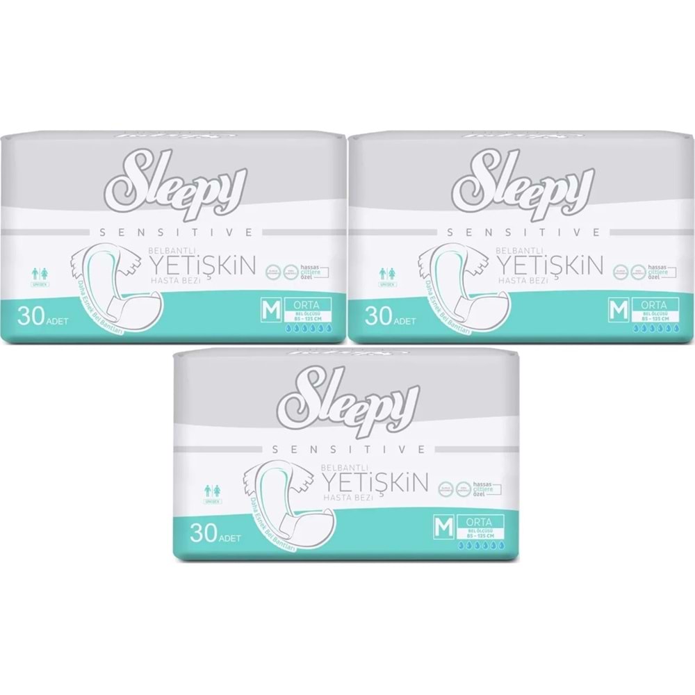 Sleepy Yetişkin Hasta Bezi Bel Bantlı M - Orta - Medium 90 Adet (3PK*30)