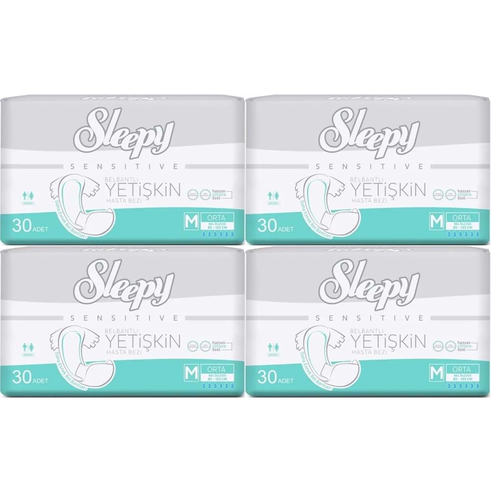 Sleepy Yetişkin Hasta Bezi Bel Bantlı M - Orta - Medium 120 Adet (4PK*30)