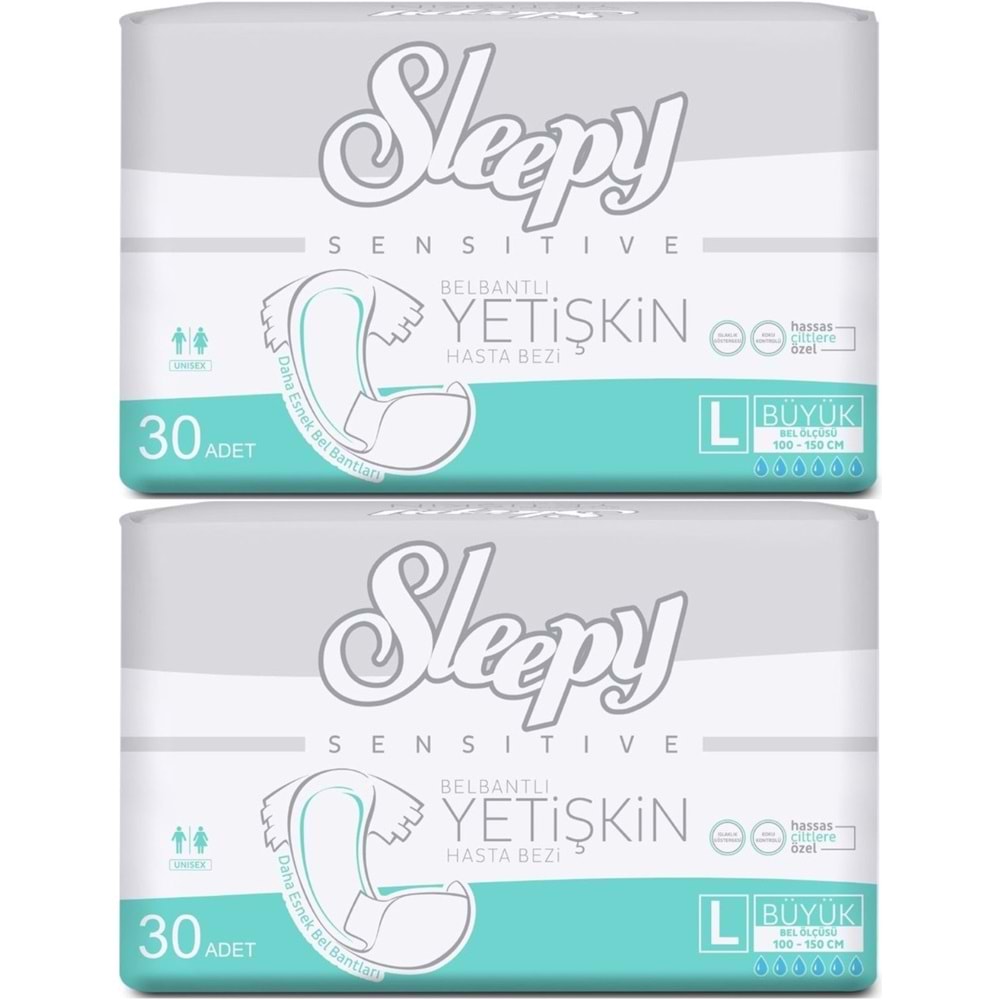 Sleepy Yetişkin Hasta Bezi Bel Bantlı L - Large - Büyük 60 Adet (2PK*30)