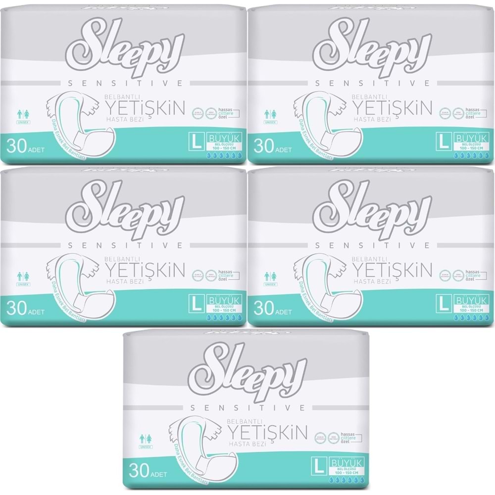 Sleepy Yetişkin Hasta Bezi Bel Bantlı L - Large - Büyük 150 Adet (5PK*30)