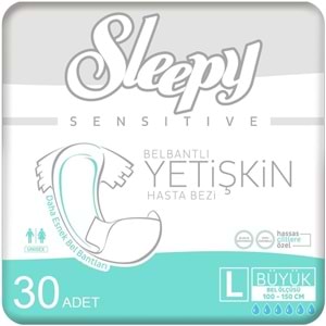Sleepy Yetişkin Hasta Bezi Bel Bantlı L - Large - Büyük 180 Adet (6PK*30)