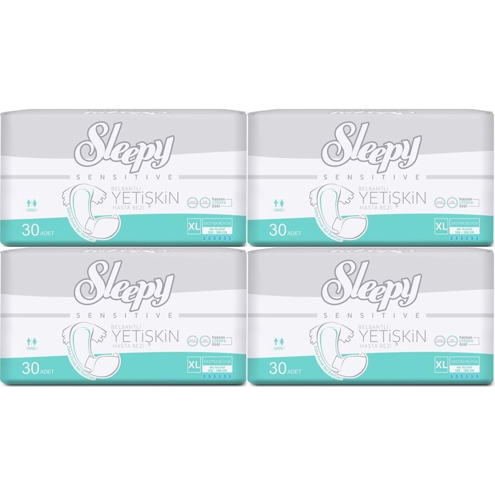 Sleepy Yetişkin Hasta Bezi Bel Bantlı XL - Extra Large - Ekstra Large 120 Adet (4PK*30)